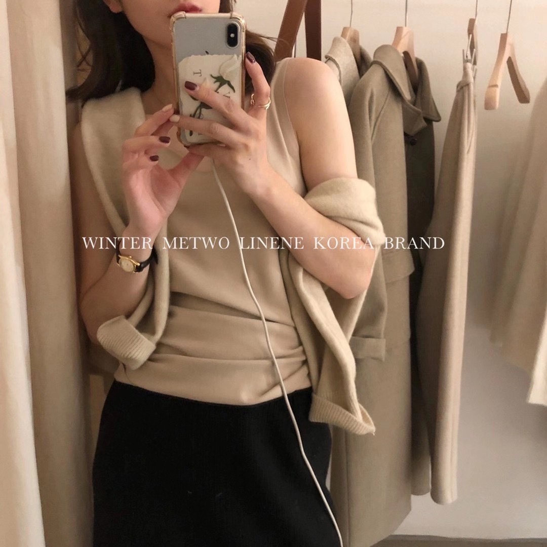 METWO德絨U家輕暖小背心修身薄款單層保暖海鷗領發熱背心內衣裹胸