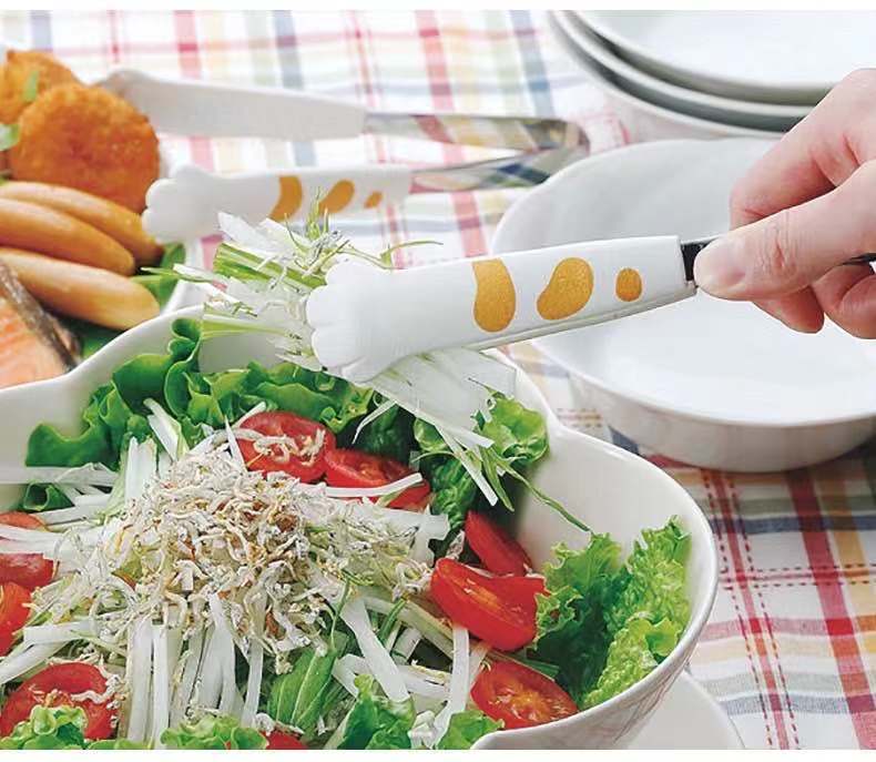 不鏽鋼食品夾貓爪夾子廚房耐熱燒烤硅膠夾夾菜肉夾子家用21111002