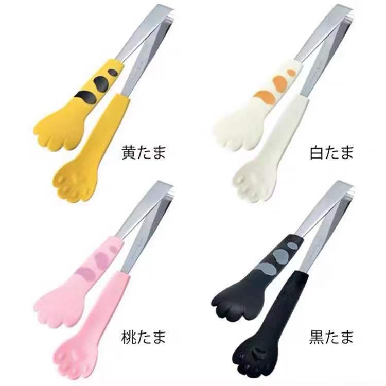 不鏽鋼食品夾貓爪夾子廚房耐熱燒烤硅膠夾夾菜肉夾子家用21111002