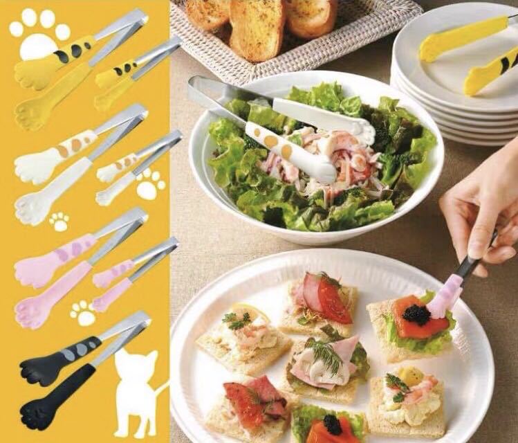 不鏽鋼食品夾貓爪夾子廚房耐熱燒烤硅膠夾夾菜肉夾子家用21111002