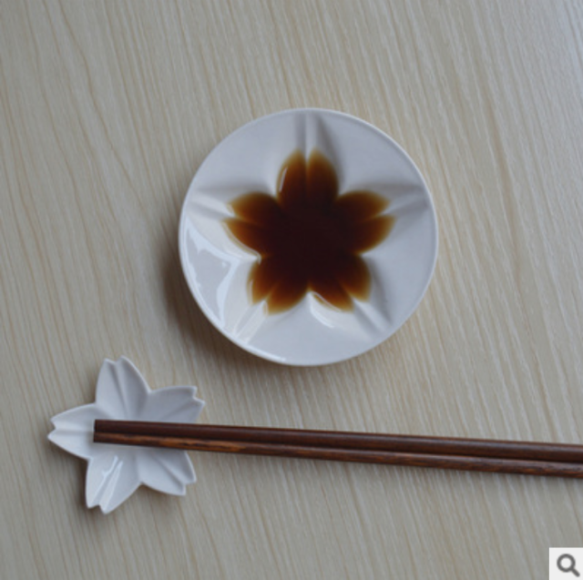 Schuler舒勒日式櫻花調料碟醬油碟醋碟筷架組合創意餐具禮品跨境21030420