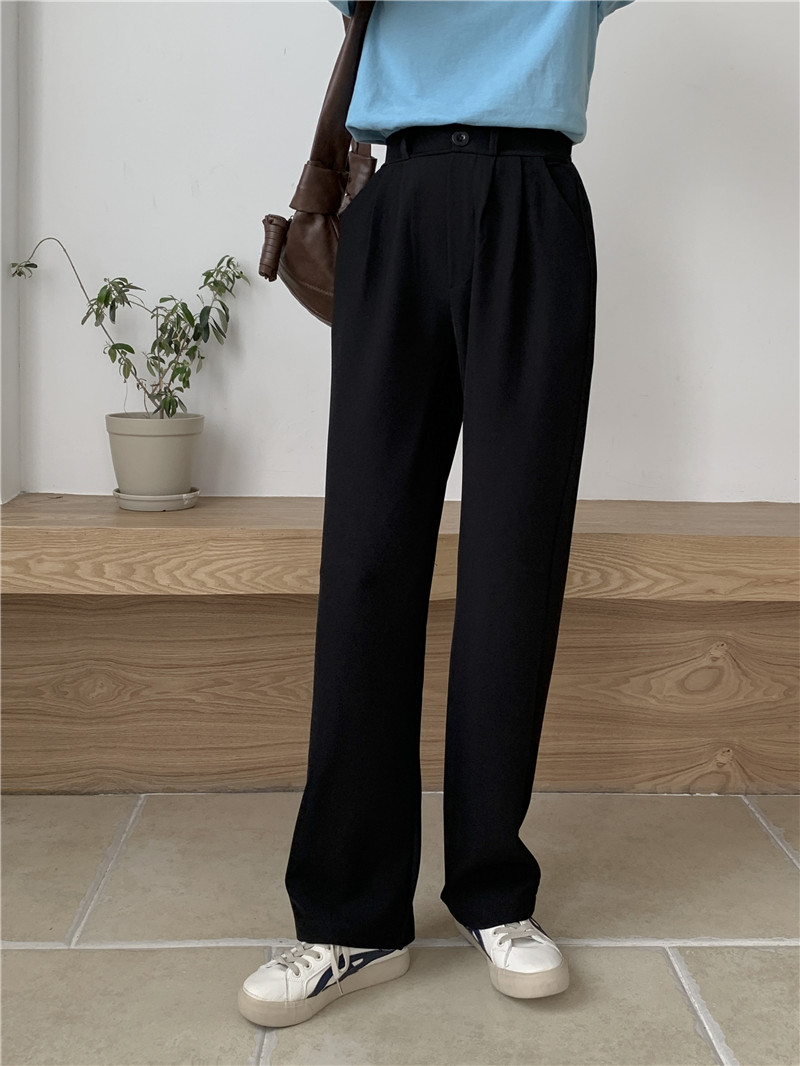 【垂墜up西裝面料】超顯瘦春款闊腿褲直筒長褲寬松黑色褲子拖地褲
