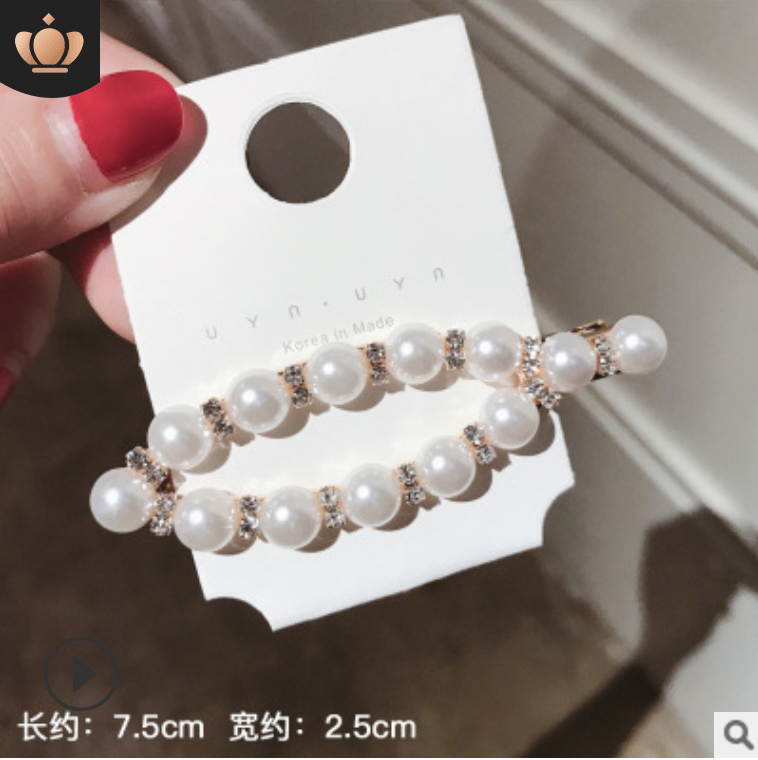 多款1個裝韓國ins珍珠發夾女簡約時尚一字發卡女復古韓版邊夾網紅頭飾發飾