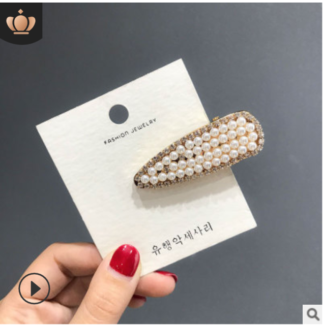 多款1個裝韓國ins珍珠發夾女簡約時尚一字發卡女復古韓版邊夾網紅頭飾發飾