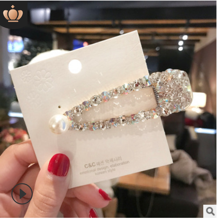 多款1個裝韓國ins珍珠發夾女簡約時尚一字發卡女復古韓版邊夾網紅頭飾發飾