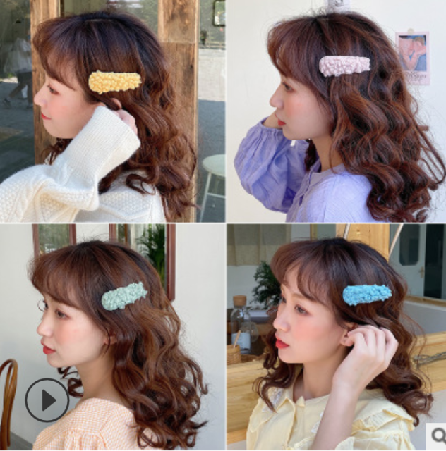 韓國ins網紅羊羔毛髮夾毛絨發卡少女氣質夾子頭飾BB夾甜美劉海夾