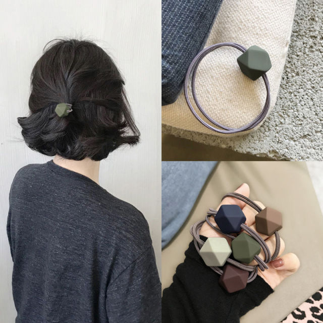 韓版韓國風ins頭繩女生高彈力皮筋簡約莫蘭迪八角橡皮珠發繩發圈21031810