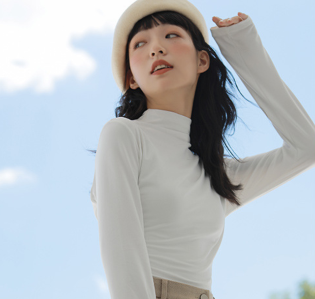 面膜牛奶打底衫女秋冬半高領打底衣上衣韓版內搭t恤修身長袖21032302