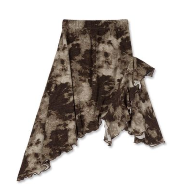 eiheySS春季新款复古木耳边扎染不规则半身短裙设计感小众短裙21033003