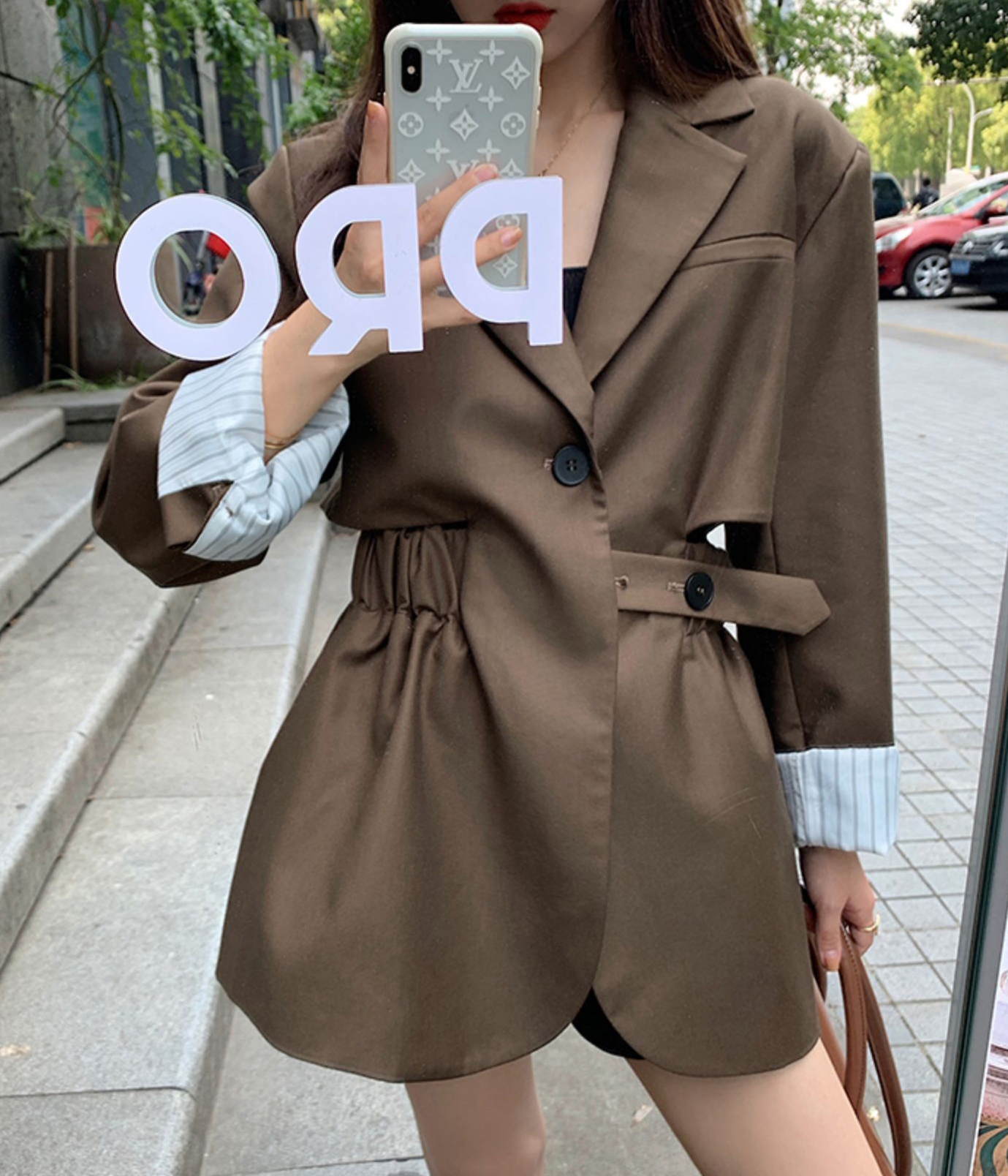 新款女裝休閒西服上衣職業套裝薄款咖色小西裝外套春秋21041504