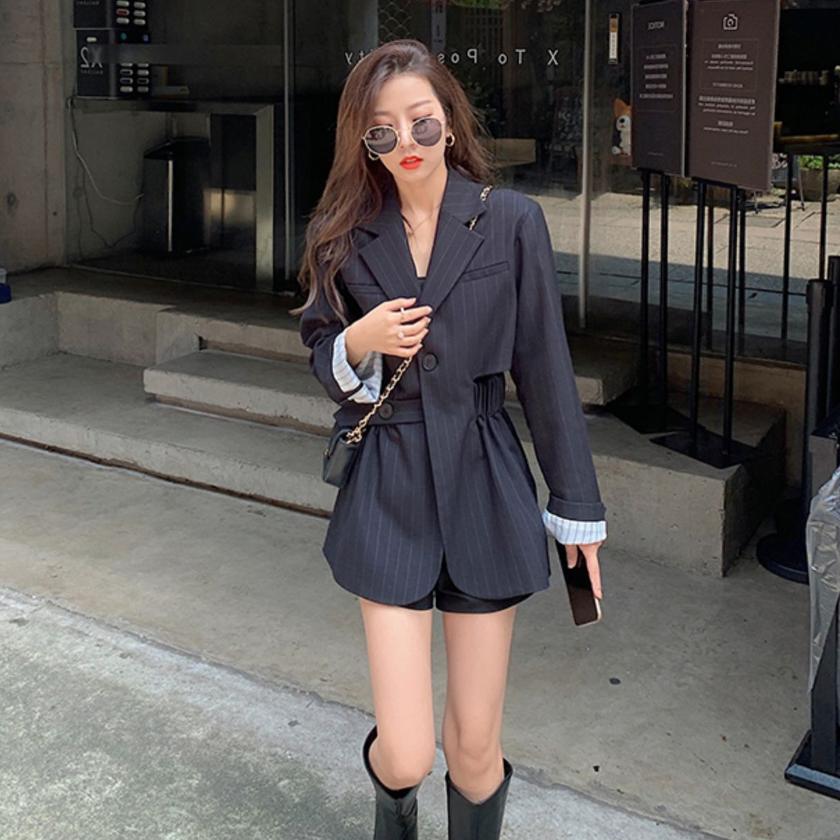 新款女裝休閒西服上衣職業套裝薄款咖色小西裝外套春秋21041504