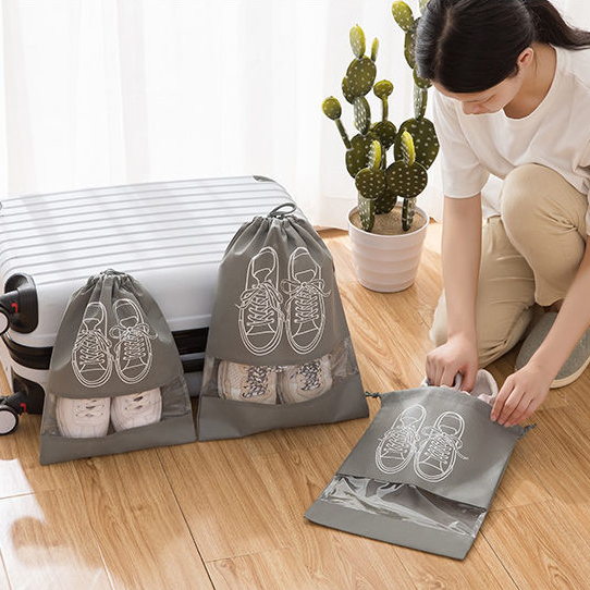 鞋袋鞋子收納袋防塵袋旅行鞋包可視抽繩束口袋鞋袋居家整理鞋子21042303