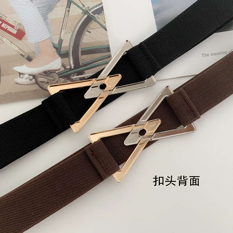 韓版三角形對扣腰封簡約時尚百搭腰帶女鬆緊彈力收腰顯瘦21042808