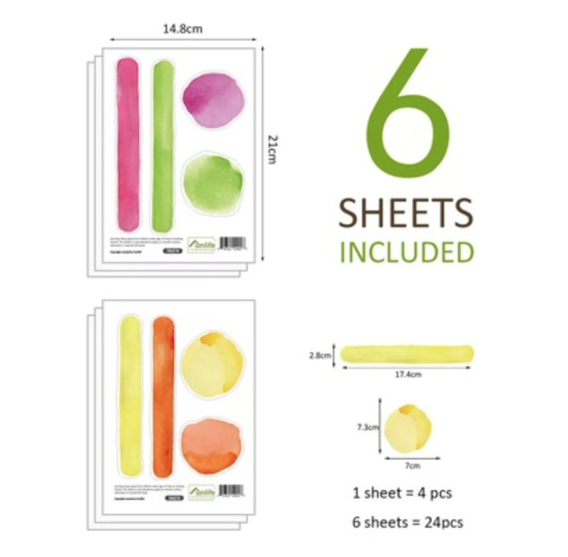 ins水彩墙贴儿童房装饰贴纸彩色圆形不干胶墙壁贴饰幼儿园贴画21060408