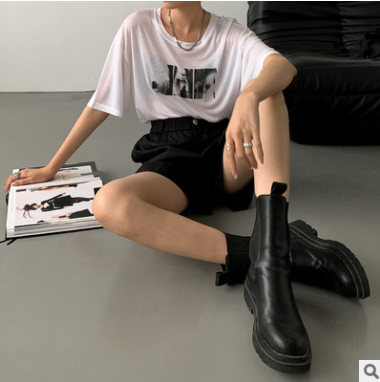 女裝新款拼圖印花寬松t恤設計感歐美高街短袖潮21061504