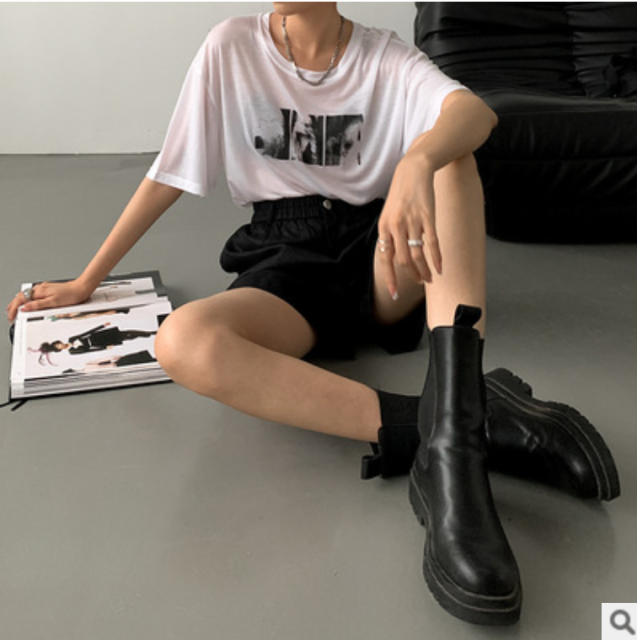 女裝新款拼圖印花寬松t恤設計感歐美高街短袖潮21061504