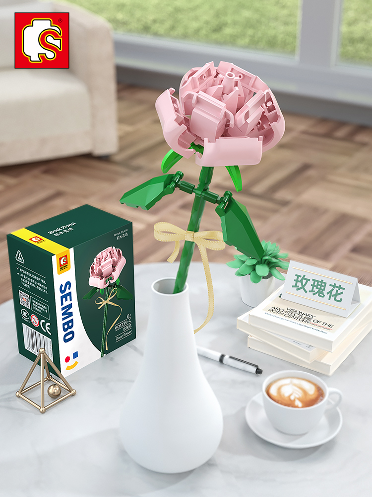 森寶花束插乾花朵積木情人節永生花教師節禮物送男女朋友禮品七夕21090504