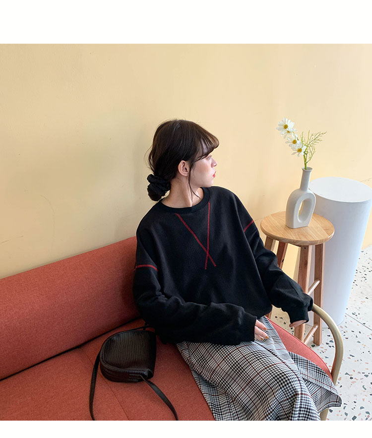 秋冬季新款紅色加絨加厚外穿套頭衛衣女裝設計感搖粒絨保暖上衣潮21121601