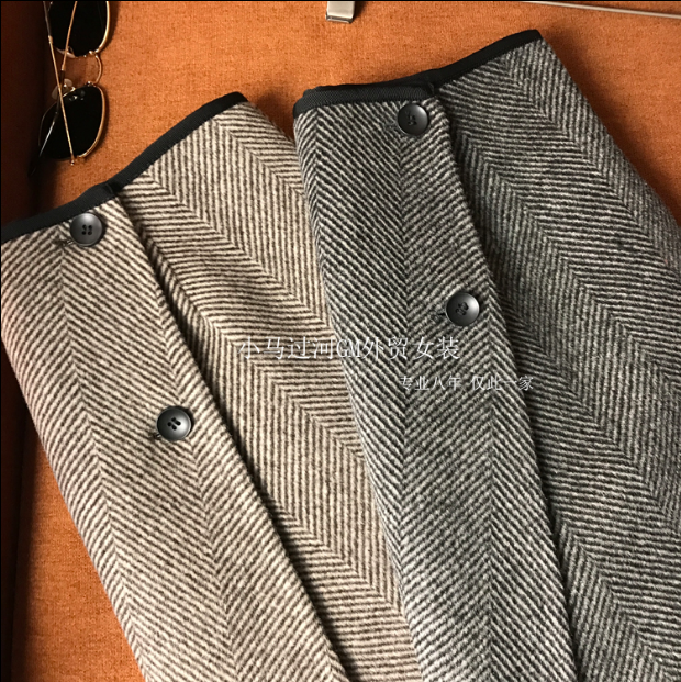 客供雙面穿羊毛呢半身裙品質一萬個點贊秋冬高腰顯瘦A字短裙子21122309