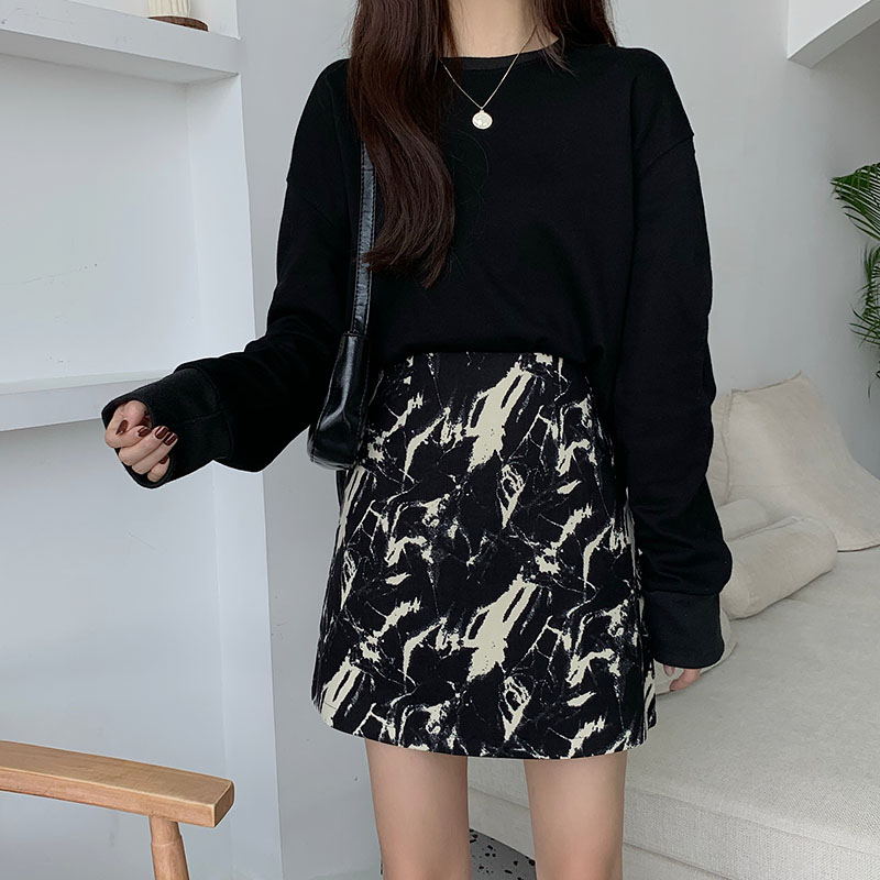 大碼女裝扎染純欲半身裙女秋冬新款胖mm設計感小眾短裙高腰a字裙21122305