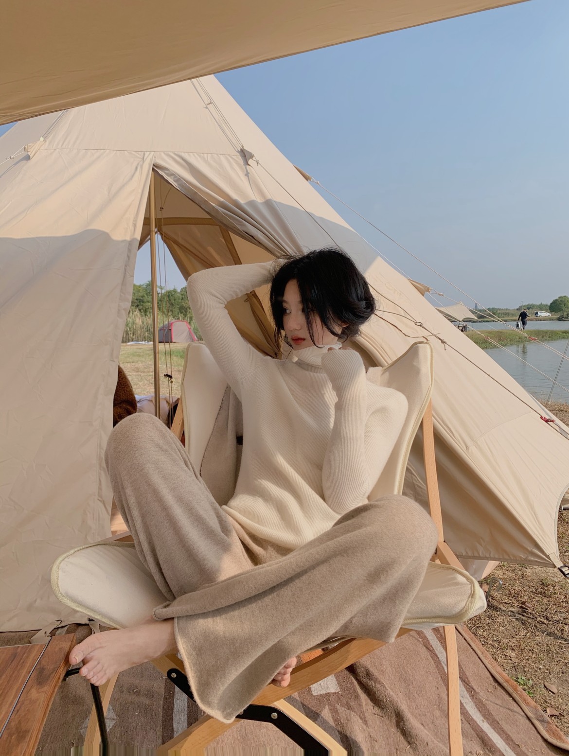 羊毛針織褲子女春秋冬季新款闊腿褲休閒高腰垂墜感羊絨拖地褲22010405