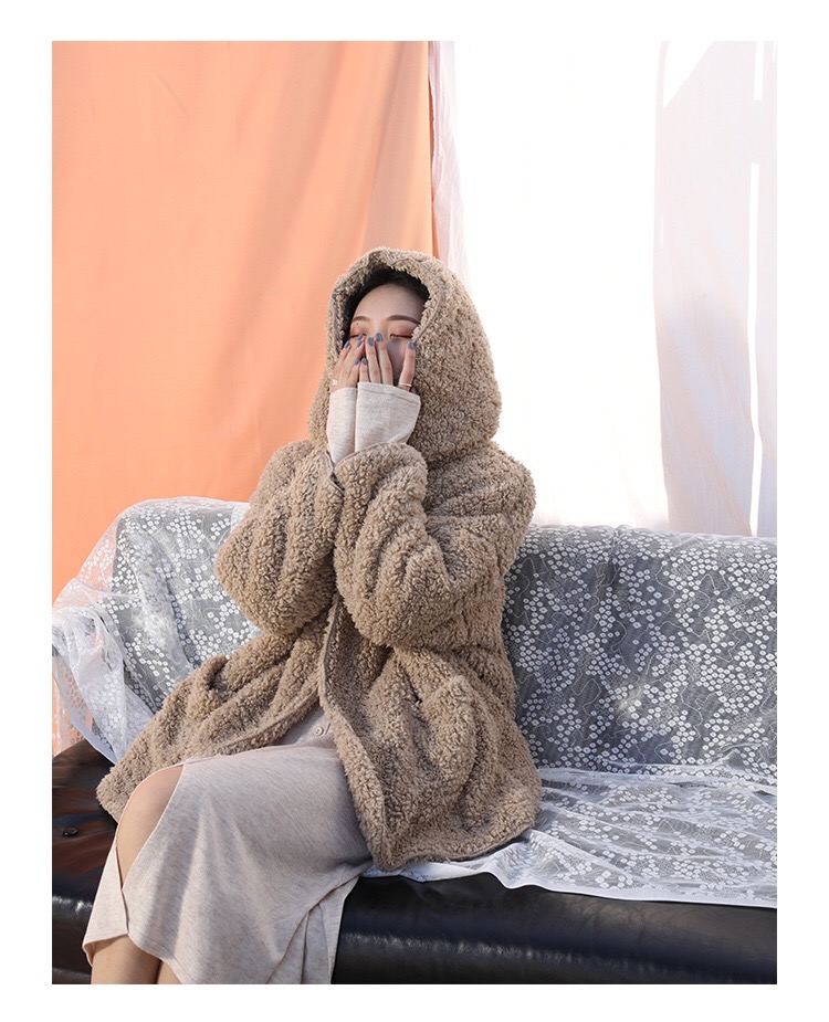 小駝絨仙女衣冬新款雙面絨感連帽保暖寬松外套22021202