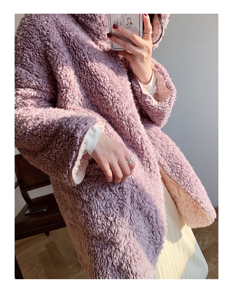 小駝絨仙女衣冬新款雙面絨感連帽保暖寬松外套22021202
