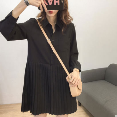 赫本風小黑裙春秋超仙女森系小心機設計感小眾氣質小個子連衣裙子22033005