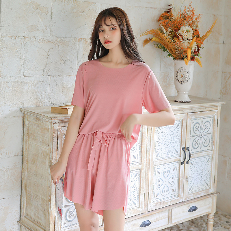 夏季冰爽皇后套裝新款果凍色短褲短袖懶人居家休閒兩件套22050105