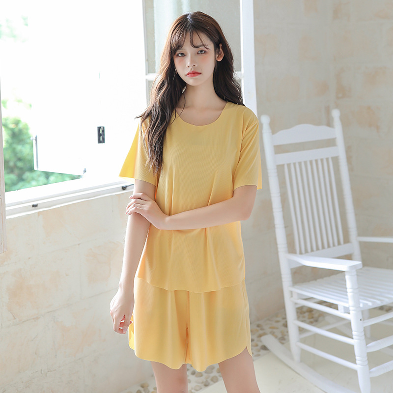 夏季冰爽皇后套裝新款果凍色短褲短袖懶人居家休閒兩件套22050105