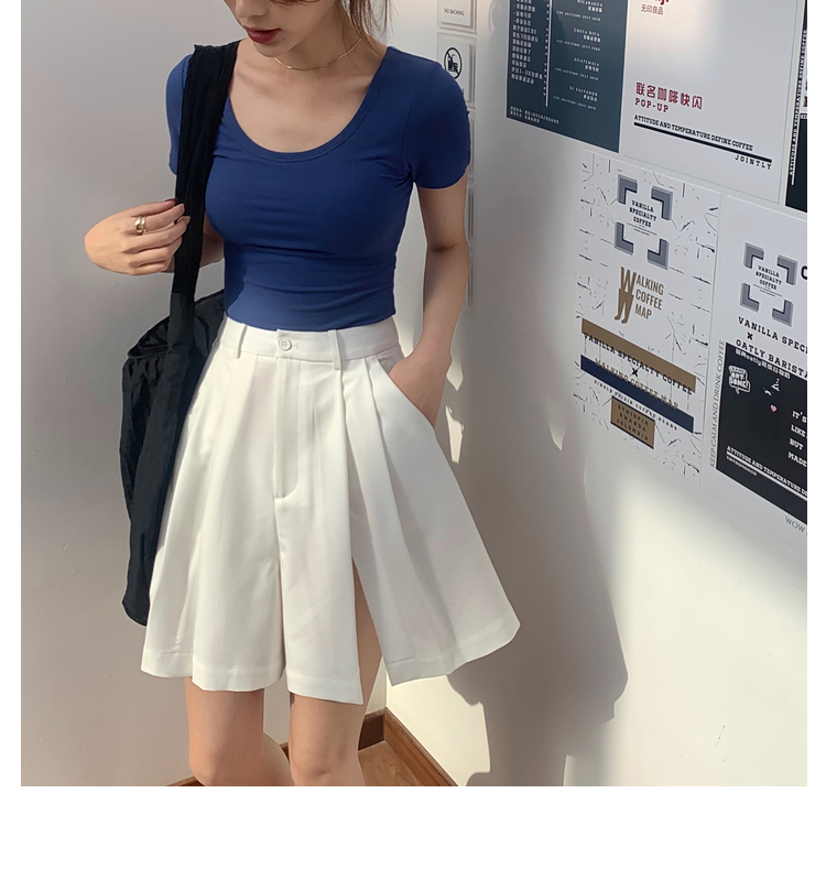 【現貨】百慕大休閒寬松開衩中褲時尚短裝裙褲21031803