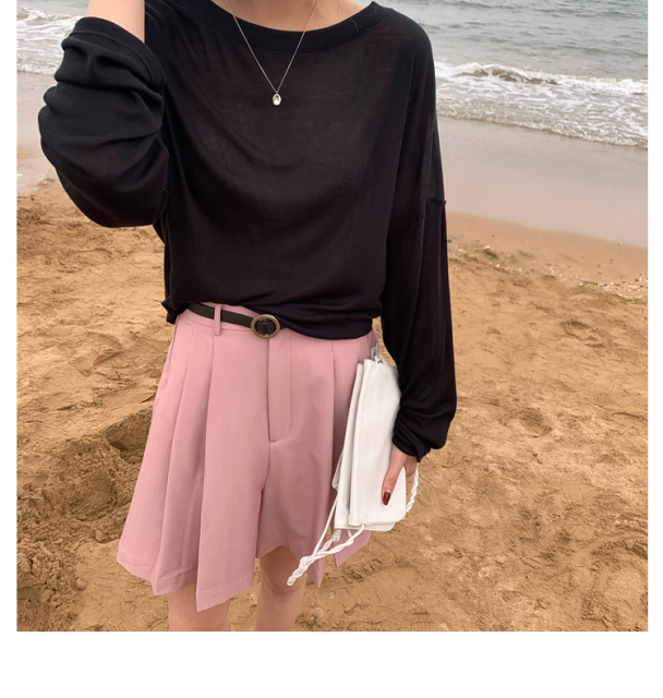 【現貨】百慕大休閒寬松開衩中褲時尚短裝裙褲21031803