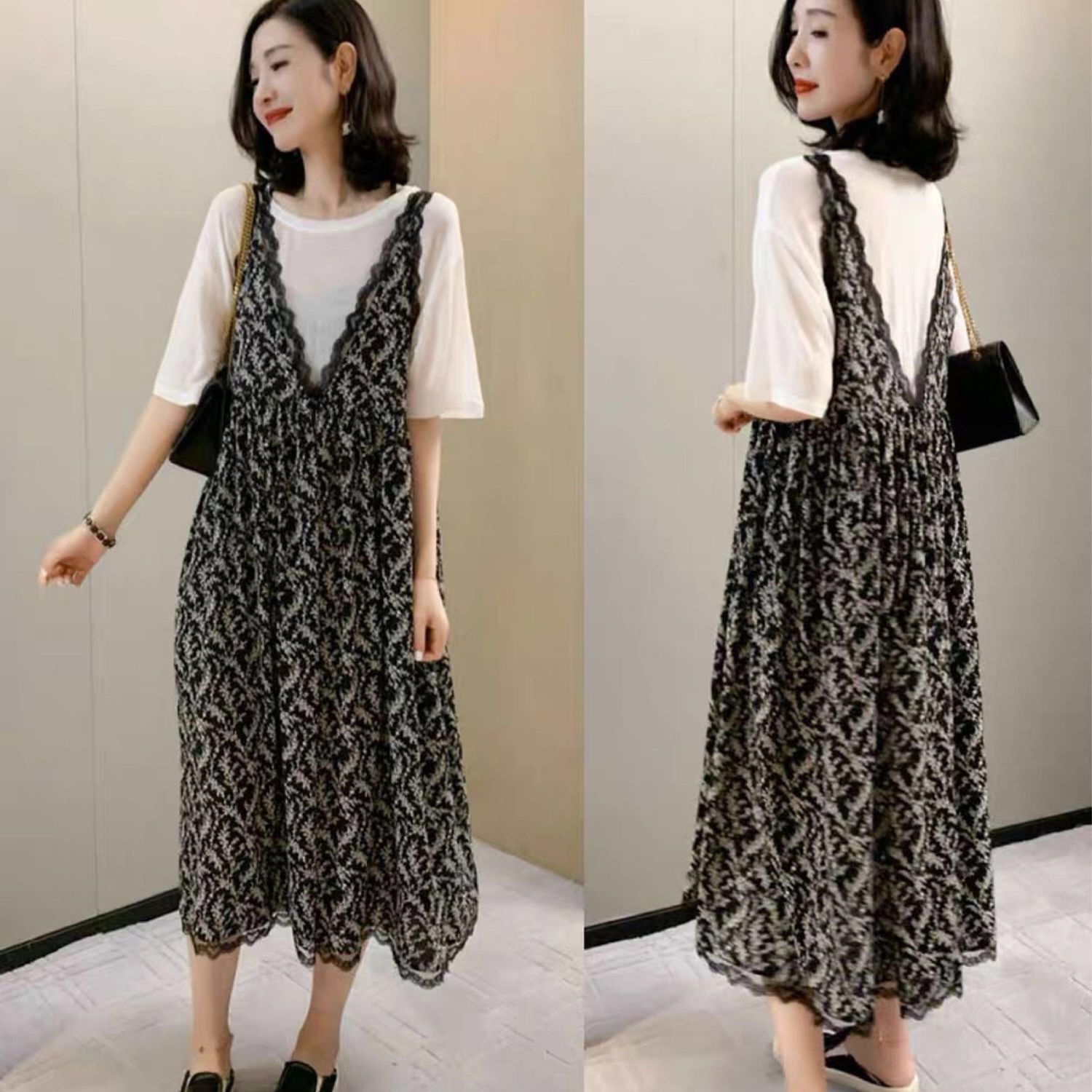 新款氣質碎花背帶裙套裝女吊帶連衣裙22062307