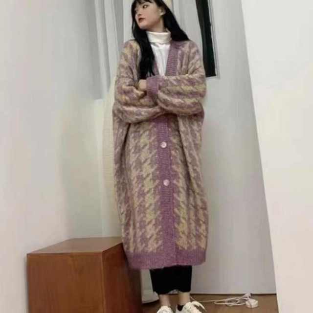 韓版慵懶風軟糯長款毛衣外套氣質過膝設計感小衆針織開衫女秋冬季22092007