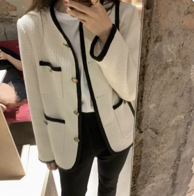 杏色名媛小香風外套女新款秋冬氣質高級感小個子休閒短款上衣22110105