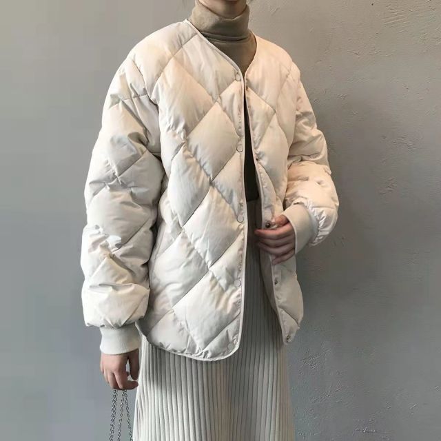 菱格棉服女冬季新款麵包服爆款無領棉襖短款棉衣外套22111908