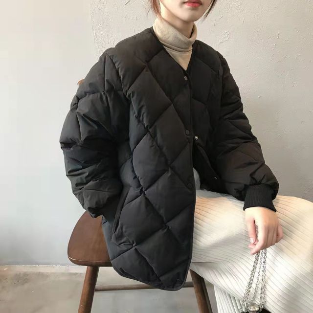 菱格棉服女冬季新款麵包服爆款無領棉襖短款棉衣外套22111908