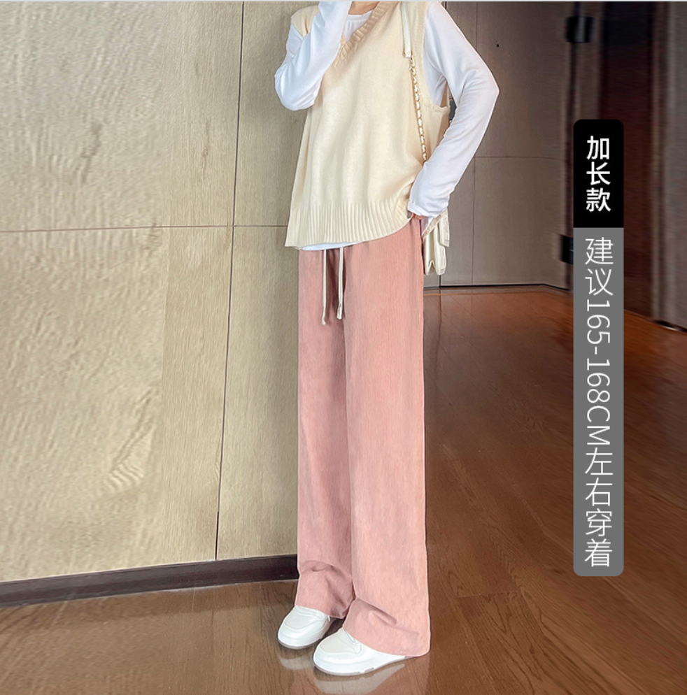 雪尼爾闊腿褲女秋冬女裝穿搭加絨褲子褲直筒褲女褲休閒褲22112801