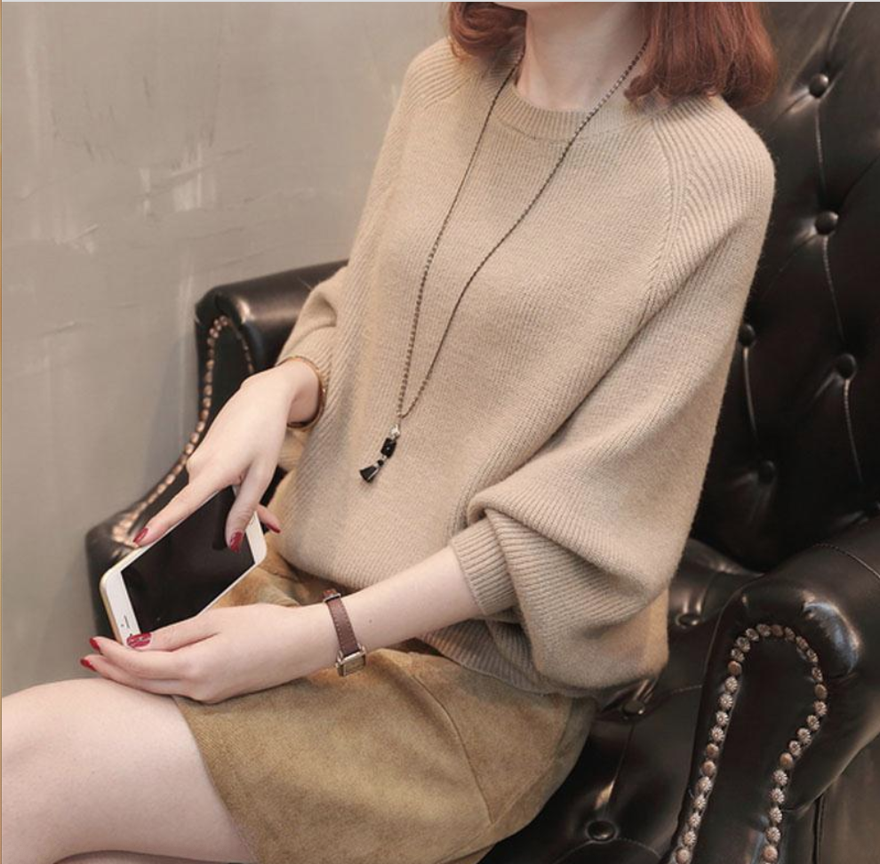 新款韓版蝙蝠袖寬松毛衣女外套百搭針織衫秋天上衣女潮23013001