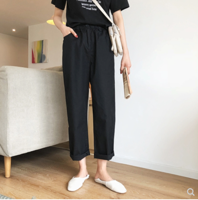 胖妹妹春裝新款加肥加大碼女裝哈倫褲直筒闊腿女褲子寬松顯瘦23021407