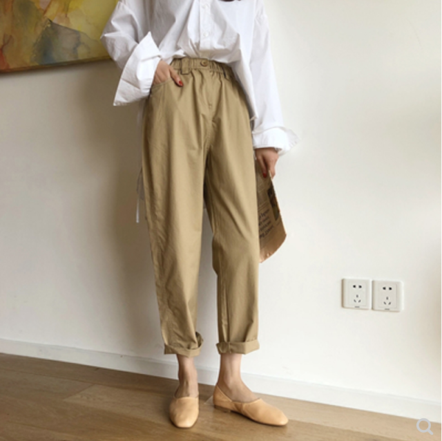 胖妹妹春裝新款加肥加大碼女裝哈倫褲直筒闊腿女褲子寬松顯瘦23021407