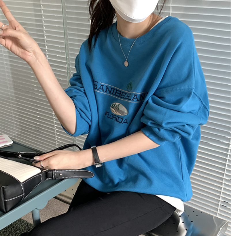圓領字母衛衣女秋季韓版寬松顯瘦休閒長袖上衣23030103