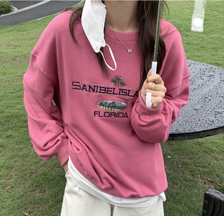 圓領字母衛衣女秋季韓版寬松顯瘦休閒長袖上衣23030103