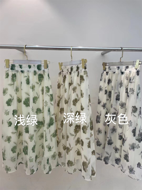 Henri午夜海瑟薇優雅文藝重工暗夜水墨花瓣半身裙23041106