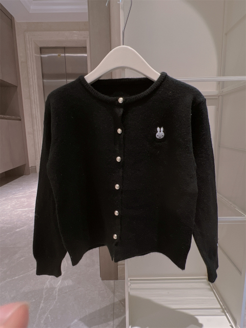 復古miff布偶彼得兔高定重工刺繡純棉純色百搭基礎針織開衫23041402