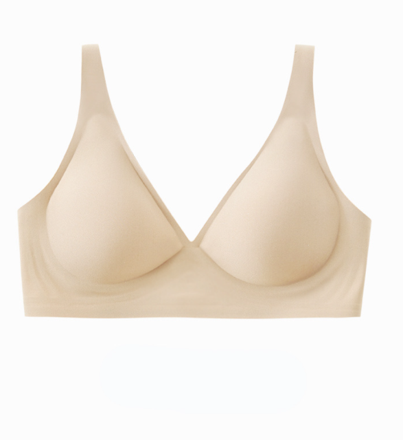素肌果凍無痕乳膠內衣女士法式性感無鋼圈小胸聚攏調整型文胸罩23051701