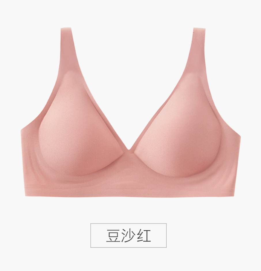 素肌果凍無痕乳膠內衣女士法式性感無鋼圈小胸聚攏調整型文胸罩23051701