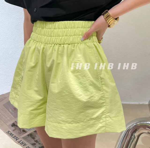 2023夏彩色高腰蓬蓬短裤三分裤裤子女宽松休闲裤时尚百搭潮流韩版23071702