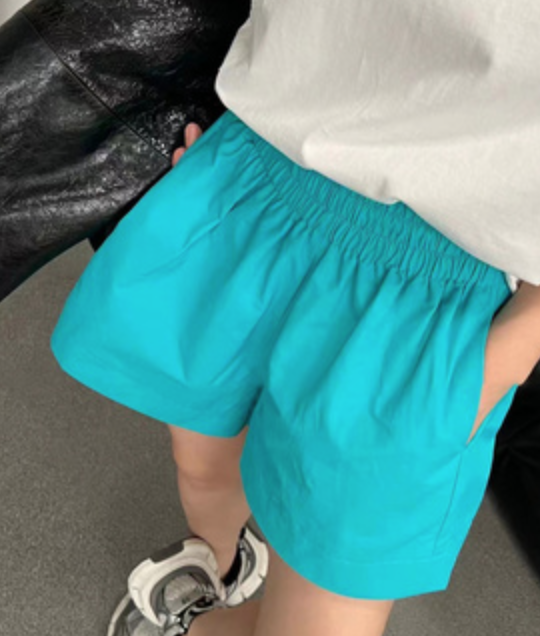 2023夏彩色高腰蓬蓬短裤三分裤裤子女宽松休闲裤时尚百搭潮流韩版23071702