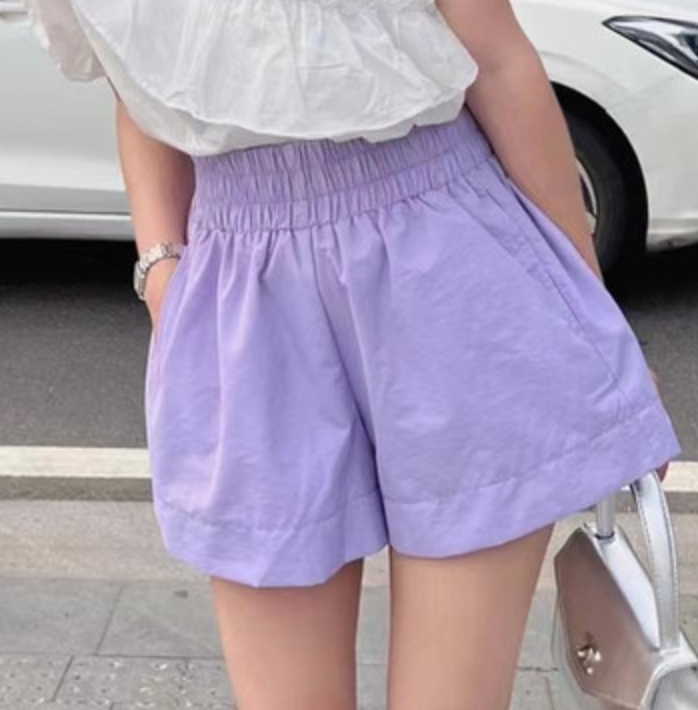 2023夏彩色高腰蓬蓬短裤三分裤裤子女宽松休闲裤时尚百搭潮流韩版23071702